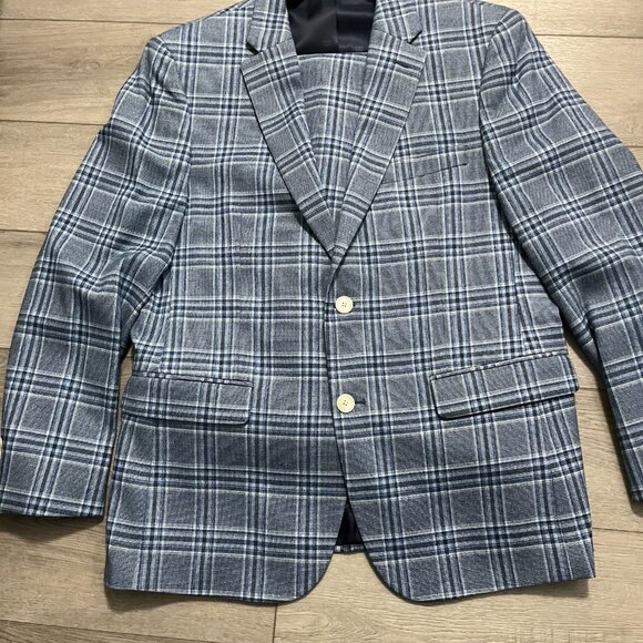 Tommy Hilfilger THFlex Suit Jacket & Pants Mens 34x30 Blue Plaid Modern 40S - Picture 4 of 16